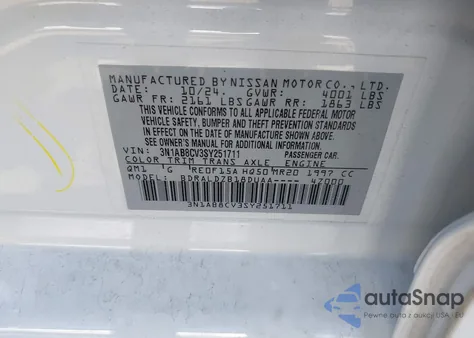 2025 Nissan Sentra Sv from USA, damaged, VIN 3N1AB8CV3SY251711